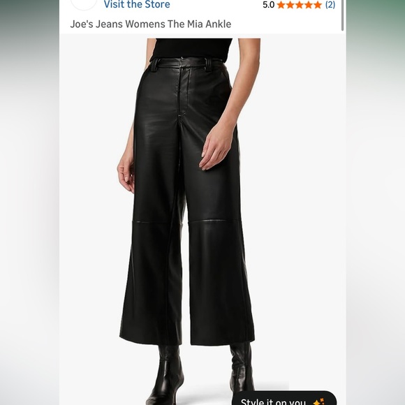 Joe's Jeans Mia Black Leather Pants 29 NWOT